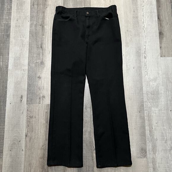 VTG Levis Sta Prest Black 517 Bootcut Pants Dacron Disco Rockabilly Trousers 38 - Picture 1 of 5